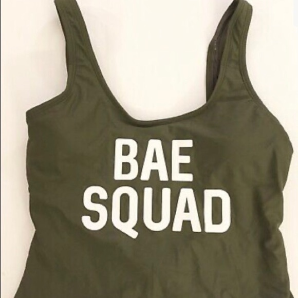 No Boundaries/ Olive Green “Bae Squad” One Piece Swimsuit / JR L 11-13/ - Picture 5 of 7